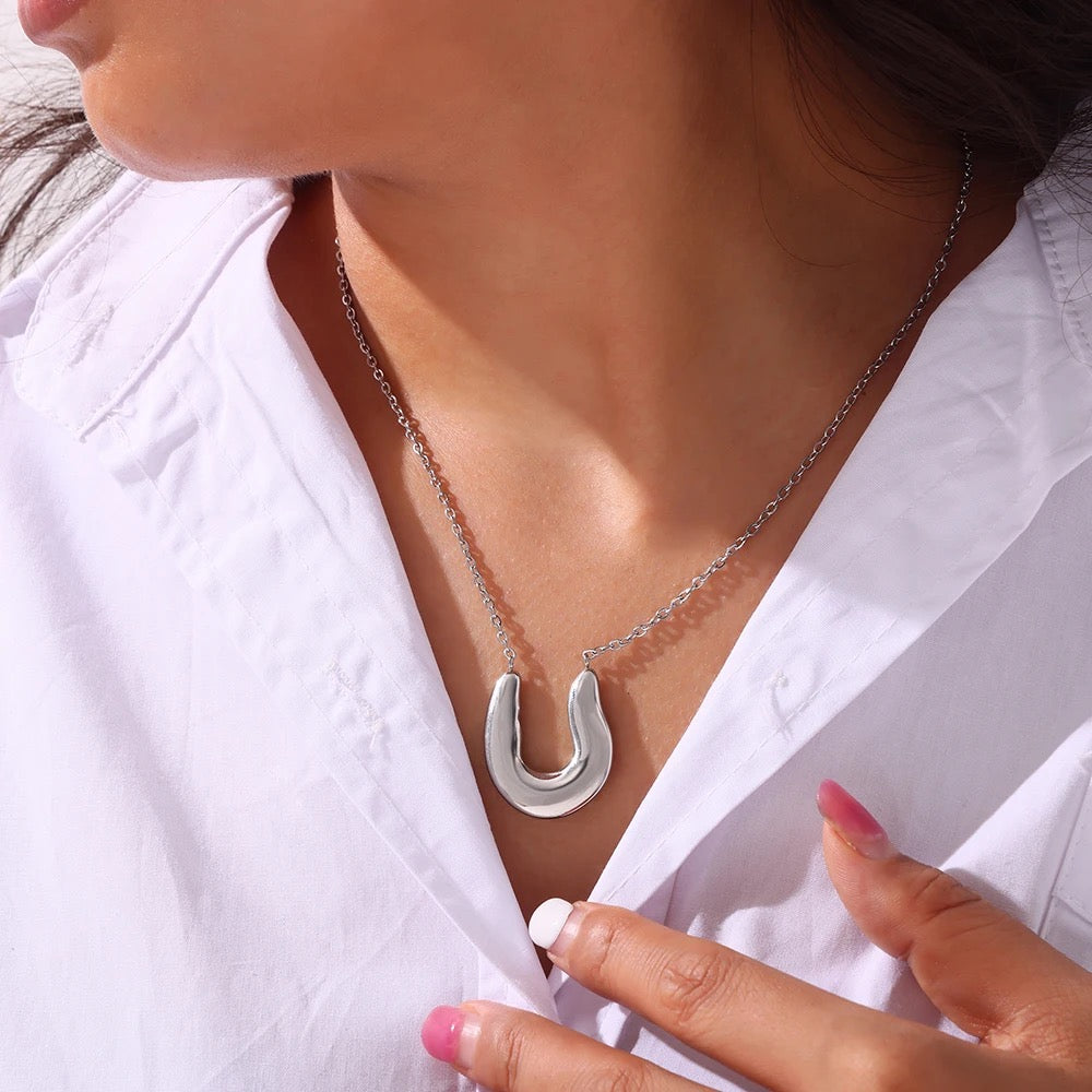 Horseshoe Hoop Pendant Necklace