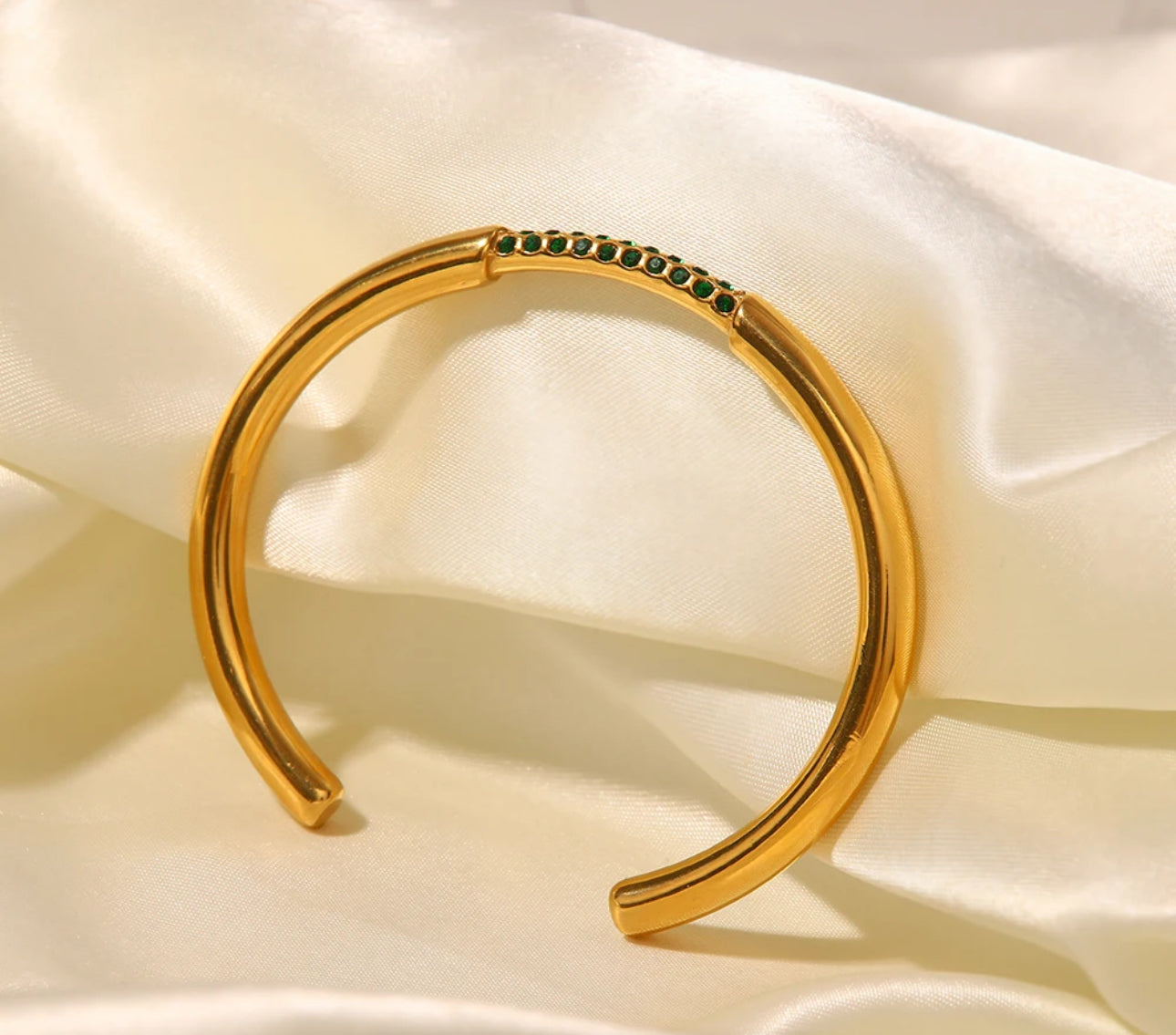 Emerald Essence Open Cuff Bracelet