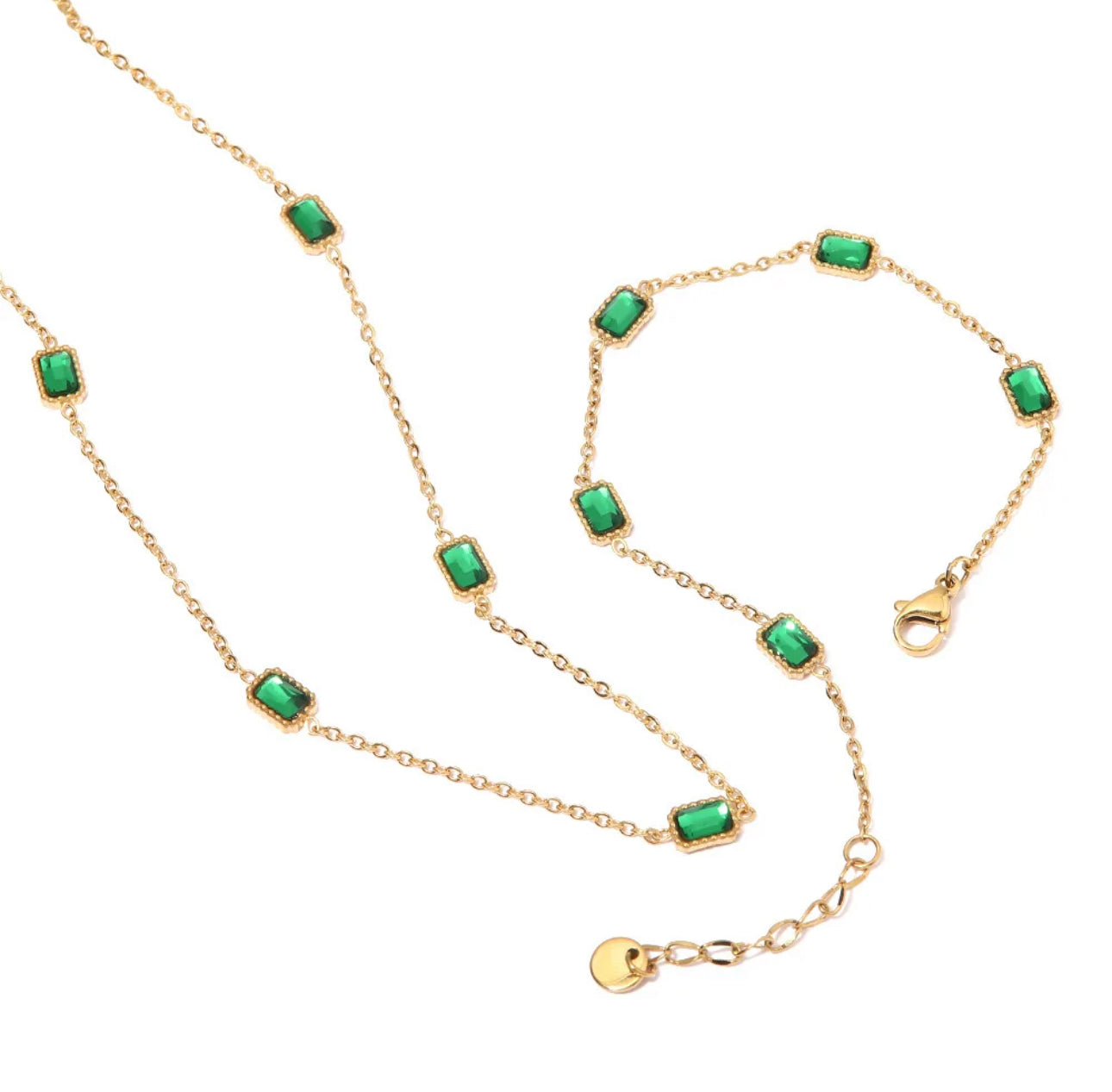 Emerald Essence Stainless Steel Necklace