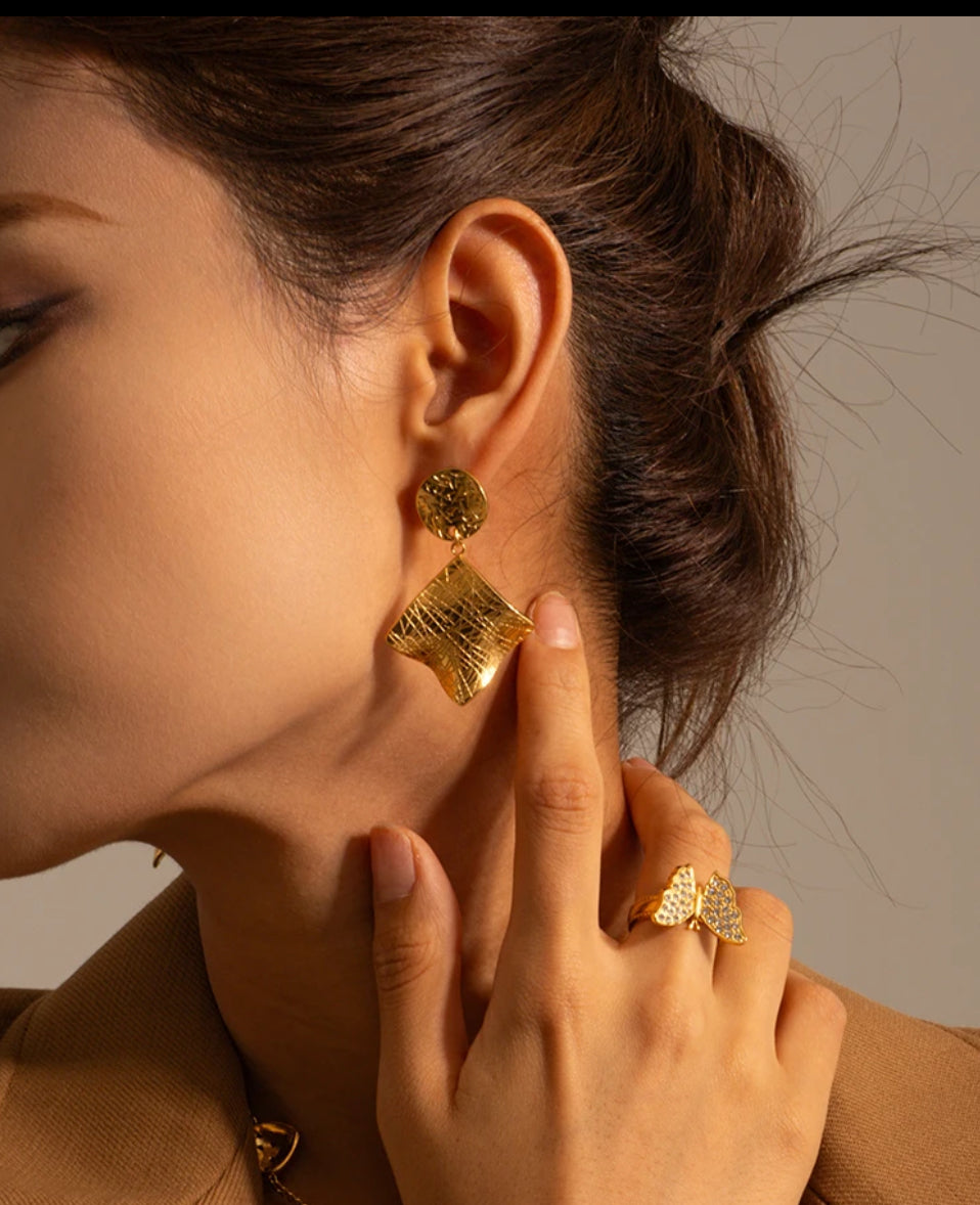 Gilded Textured Drop Earrings