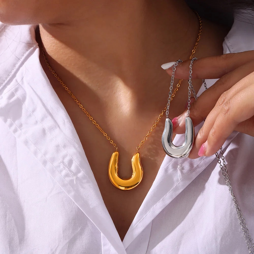 Horseshoe Hoop Pendant Necklace