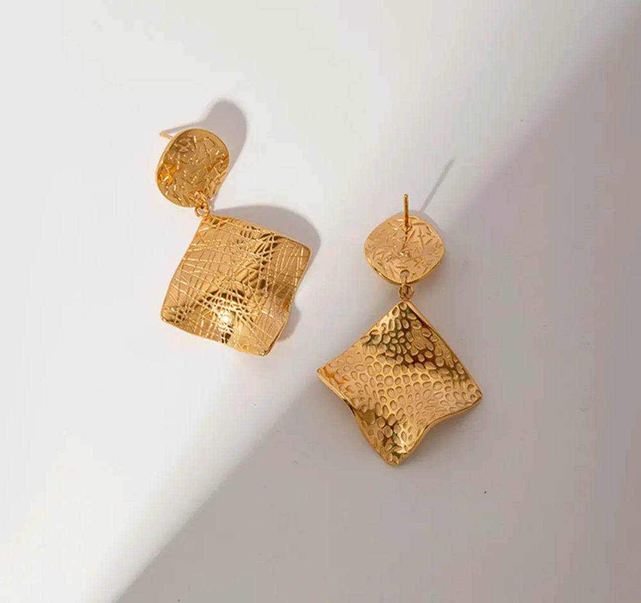 Gilded Textured Drop Earrings