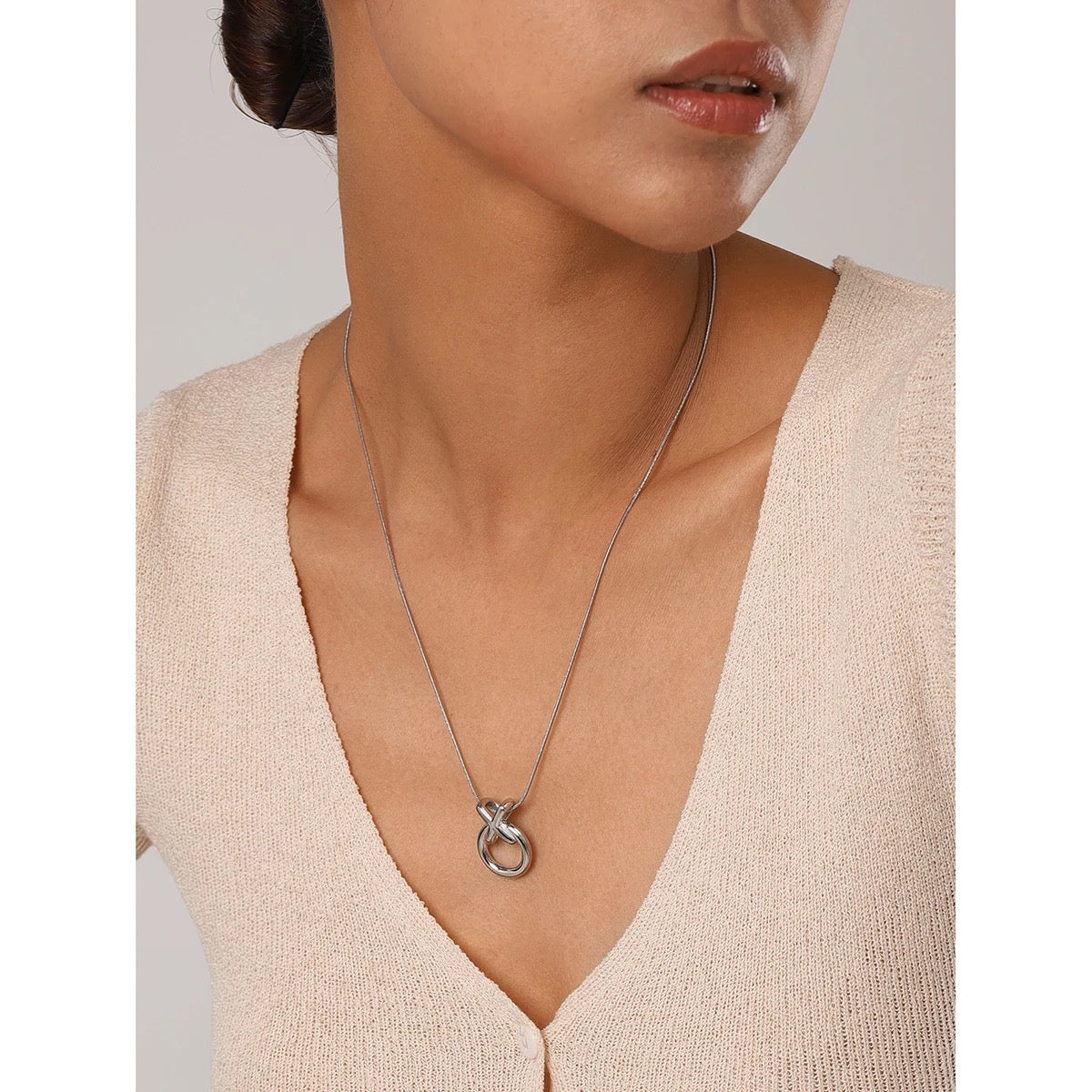 Modern Minimalist Two-Tone Pendant Necklace