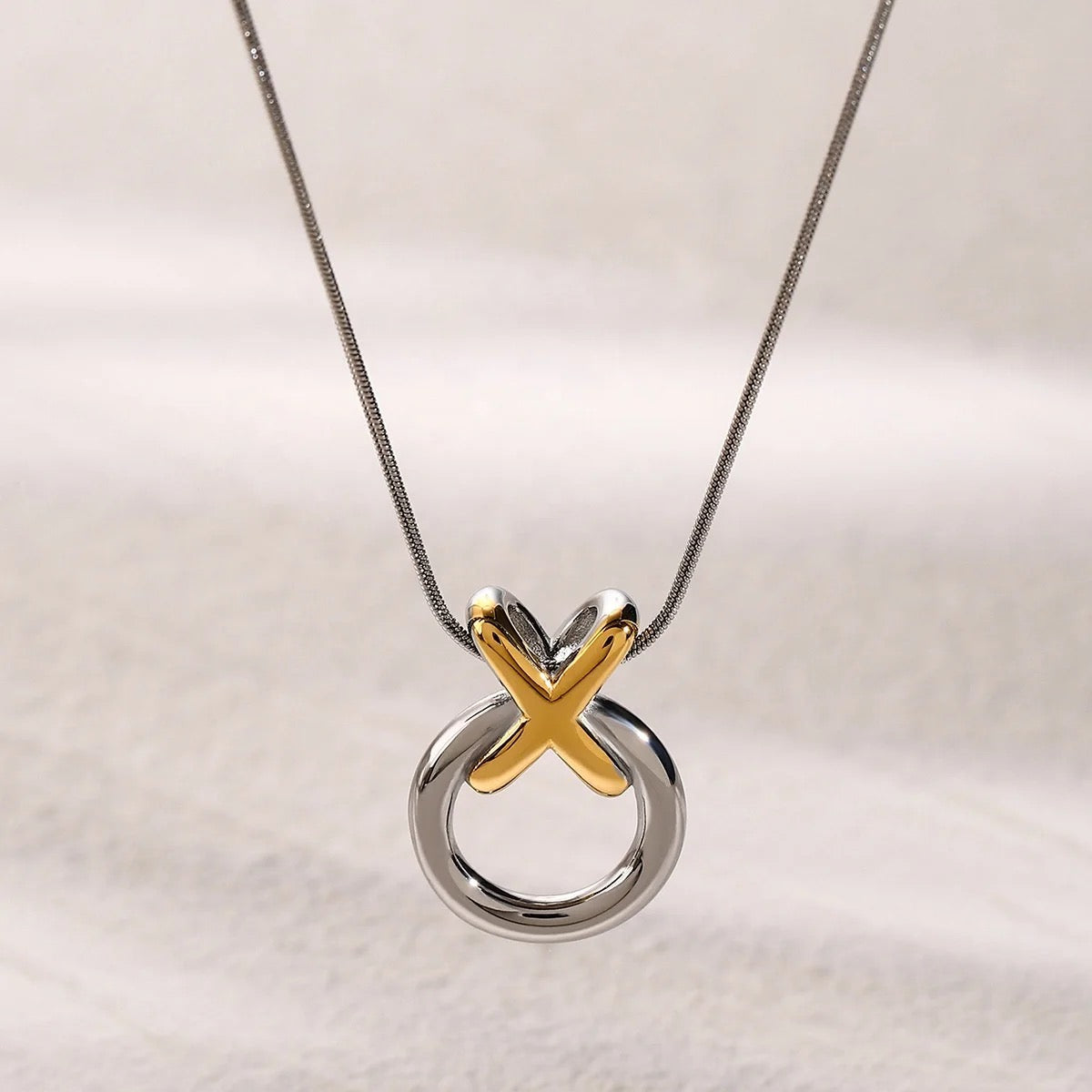 Modern Minimalist Two-Tone Pendant Necklace