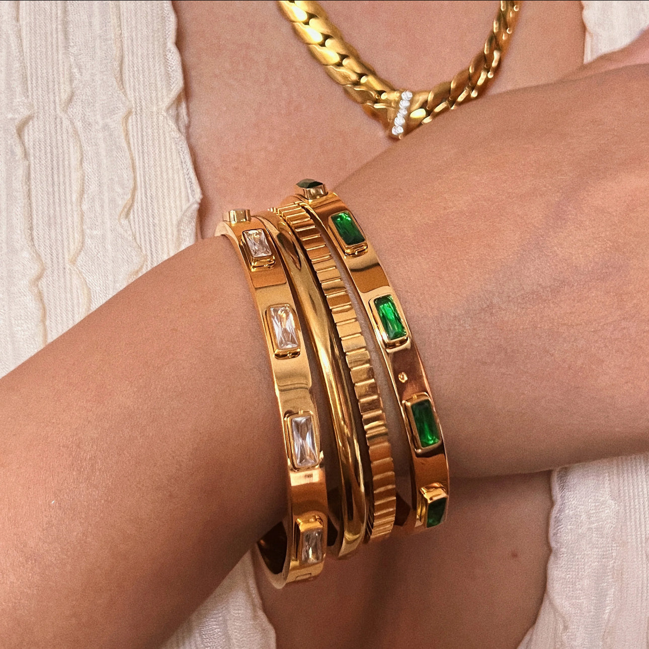 Elegant Gemstone Bangles - Waterproof and Timeless