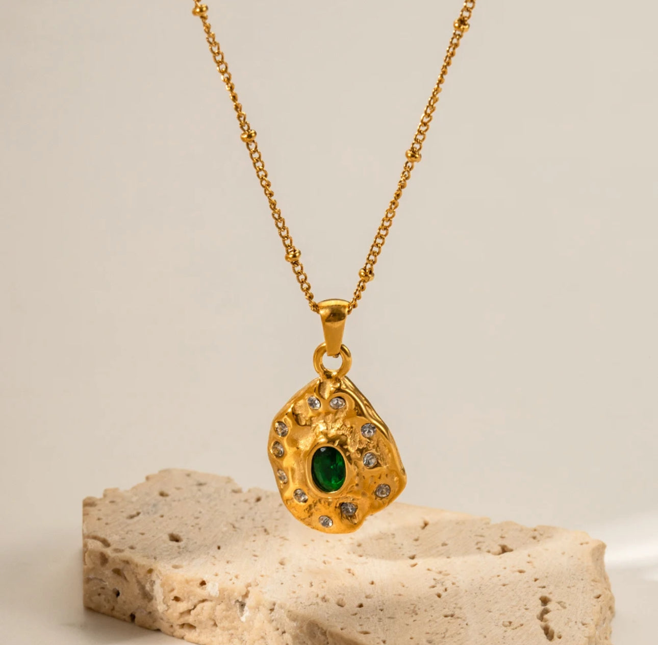 Emerald Orbit Pendant Necklace