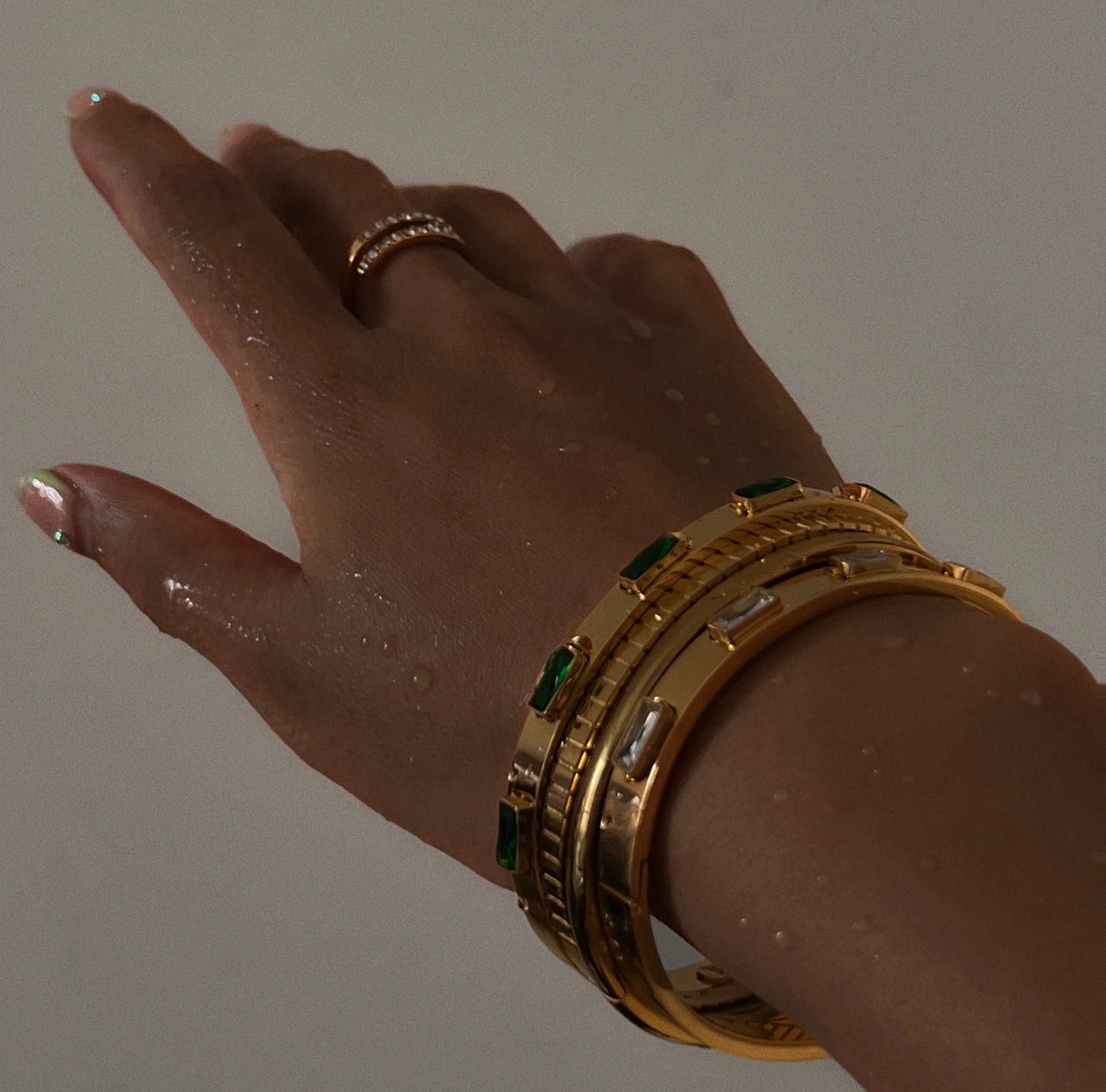 Elegant Gemstone Bangles - Waterproof and Timeless