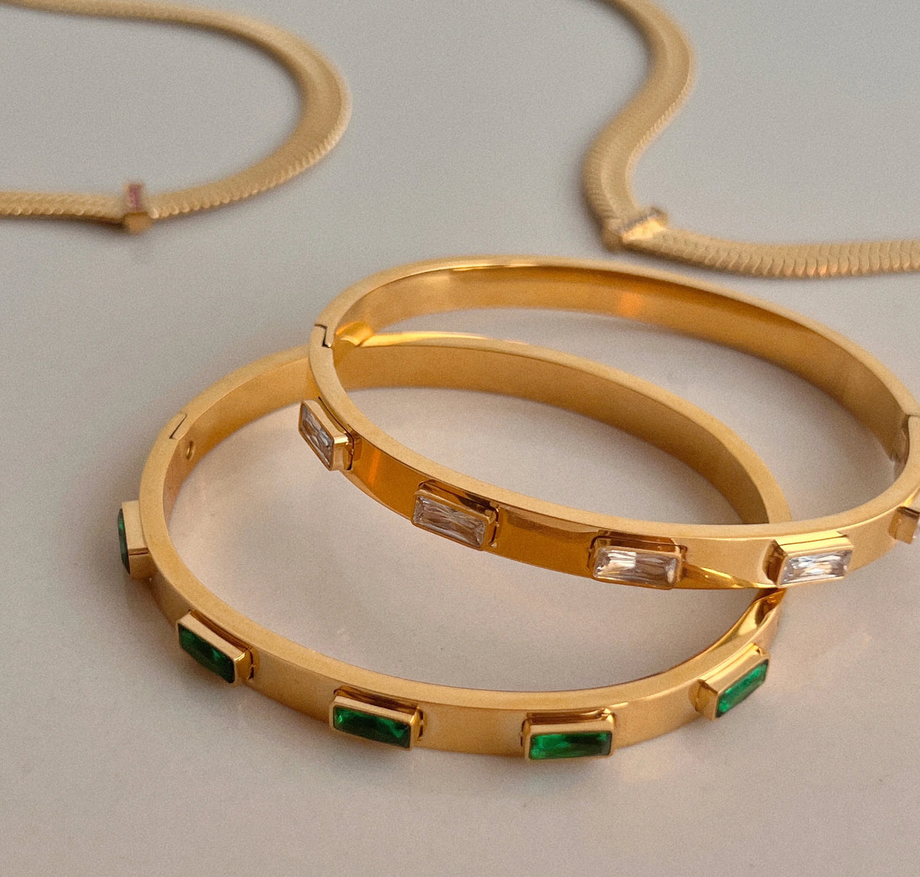 Elegant Gemstone Bangles - Waterproof and Timeless