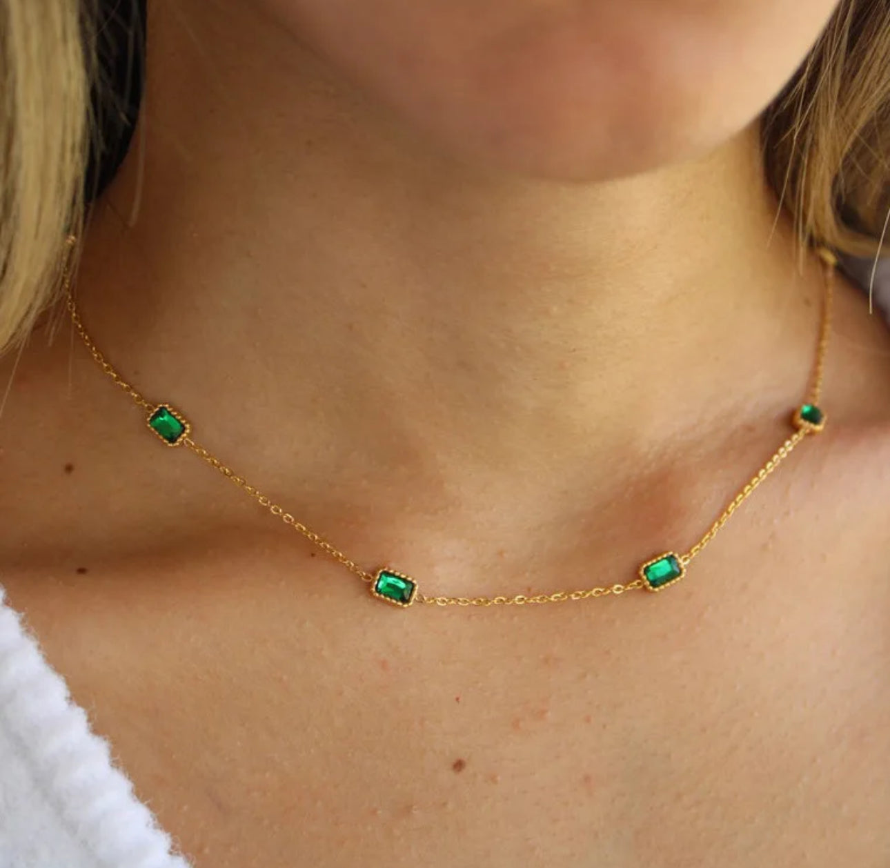 Emerald Essence Stainless Steel Necklace