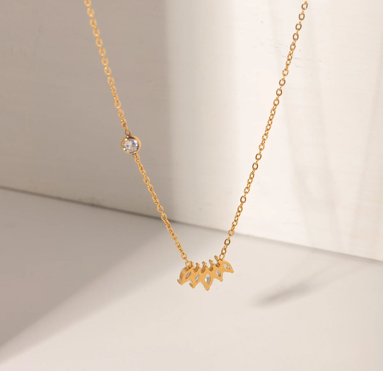 Golden Whispers CZ Accent Necklace